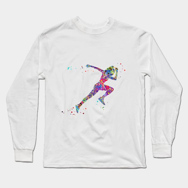 Female runner Long Sleeve T-Shirt by RosaliArt